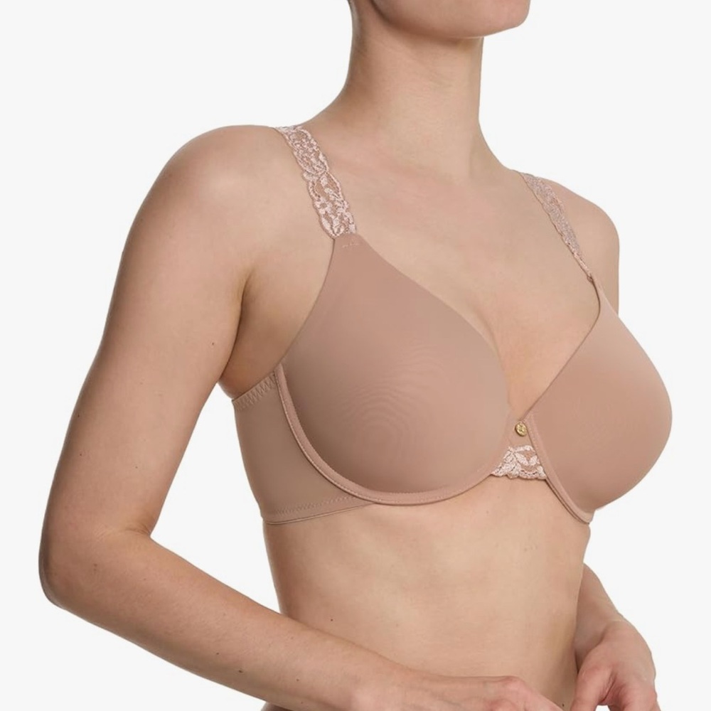 NWT Natori Elegant Lace Trim Bra in Tan